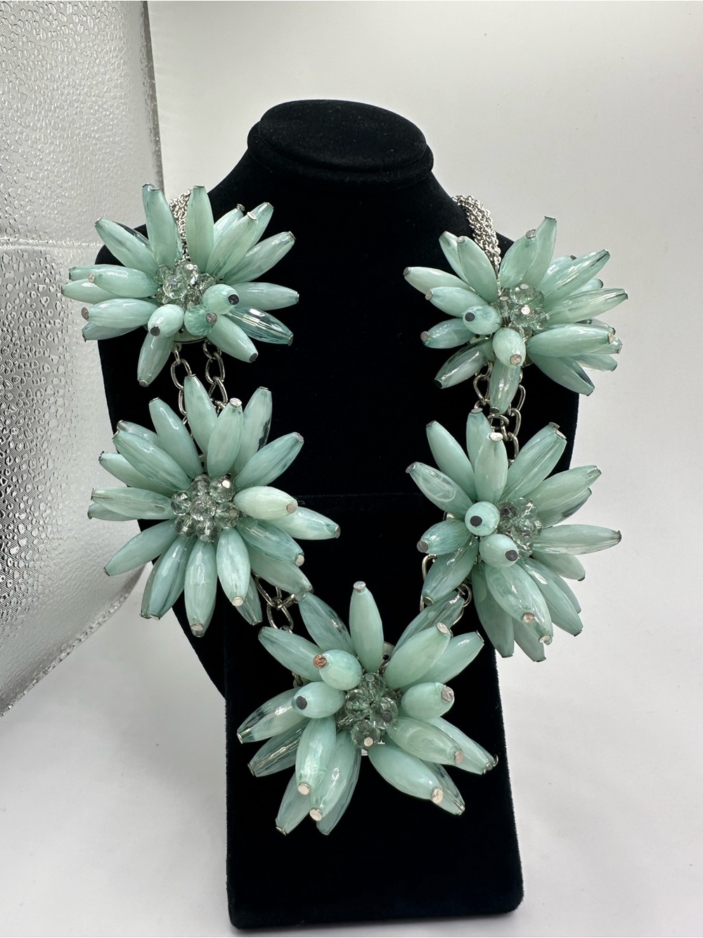 new directions Mint Green Floral Statement Necklace, New